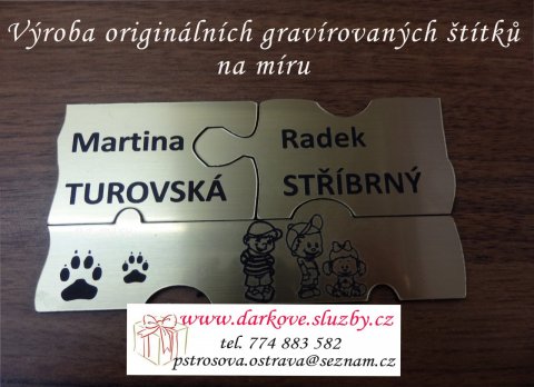 Výroba originálních gravírovaných štítků na dveře, Ostrava Střední 4